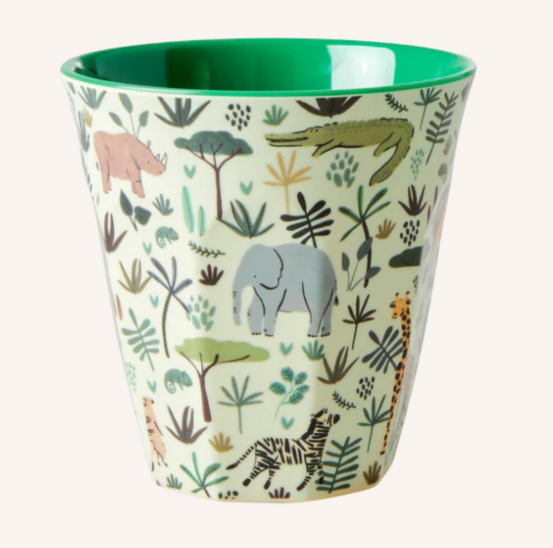 Bicchiere acqua in melamina decorato con animali della savana